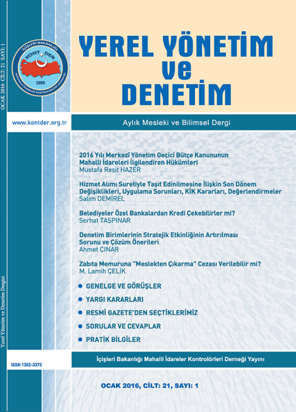 YEREL YÖNETİM VE DENETİM DERGİSİ OCAK 2016